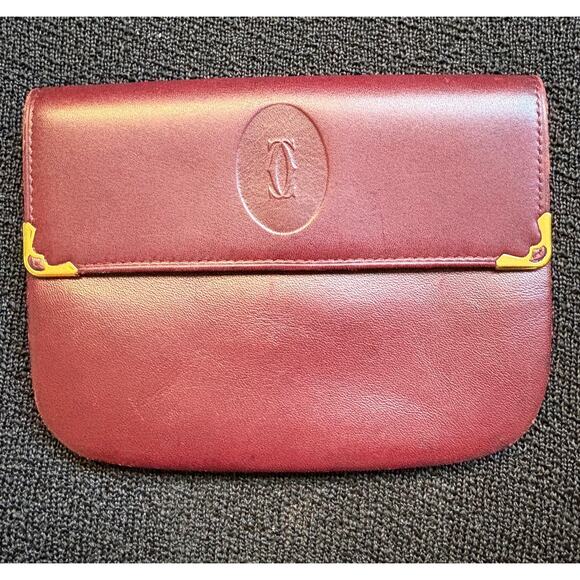 Cartier Handbags - Cartier Burgundy Leather Pouch/Clutch - INCLUDES COA AND CHAIN